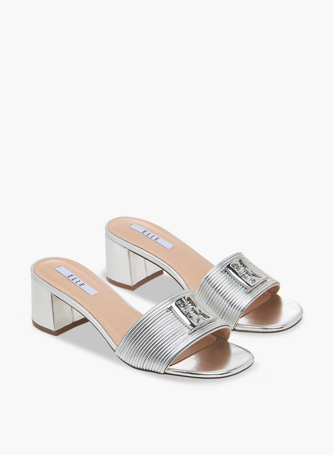 ELLE Women Metallic Block Heel Sandals Ramadan Collection - Image 3